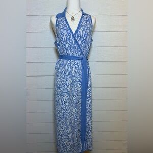 Diane Von Furstenberg DVF target Coastal Blue &  White Patterned Wrap Dress